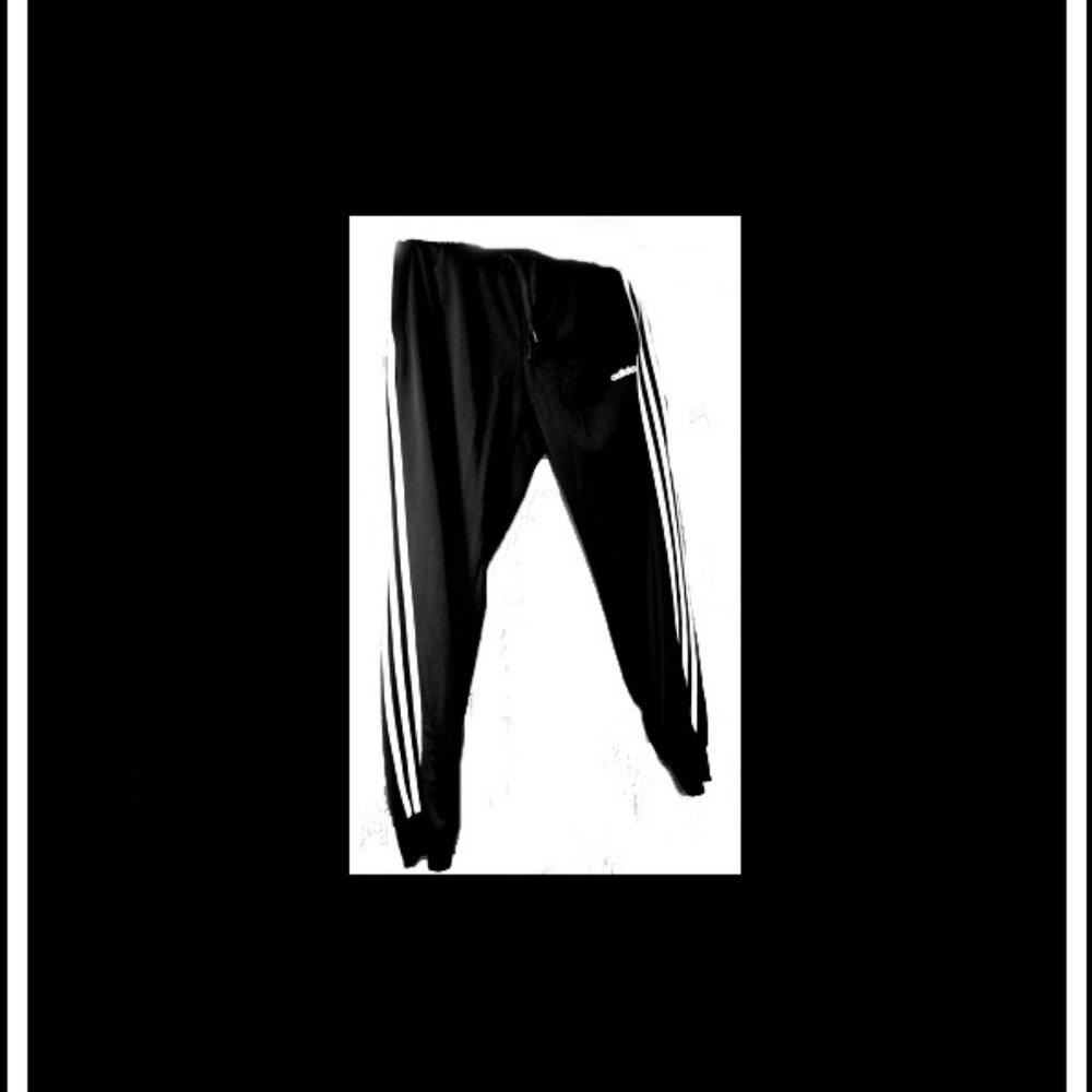 New Black With White Neon Stripes Trifold Adidas Athletic Pants